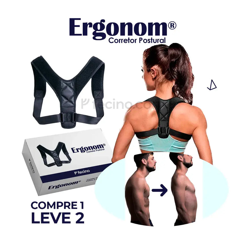 Ergonom® - Corretor Postural Alinha Coluna e Alivia as Dores (Compre 1, Leve 2)