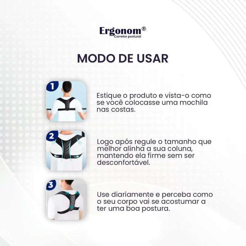 Ergonom® - Corretor Postural Alinha Coluna e Alivia as Dores (Compre 1, Leve 2)