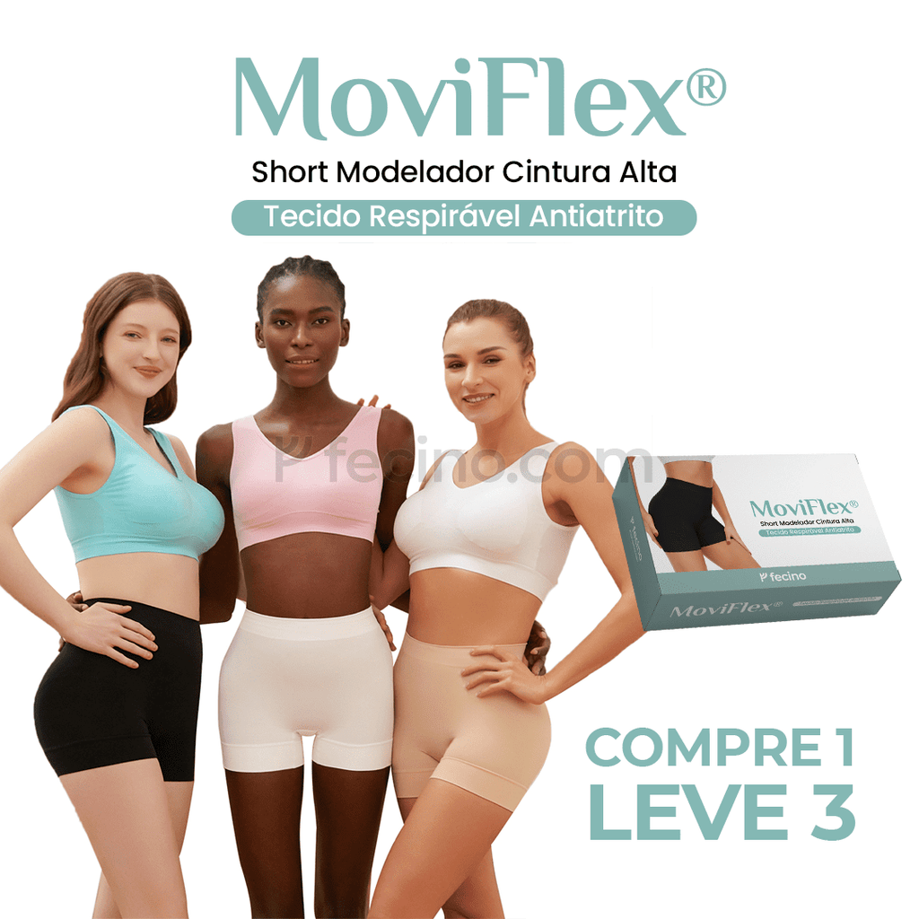 MoviFlex® - Short Modelador Cintura Alta Tecido Respirável Antiatrito