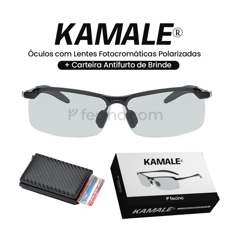 Kamale® - Óculos com Lentes Fotocromáticas Polarizadas (+ Carteira Antifurto de Brinde)