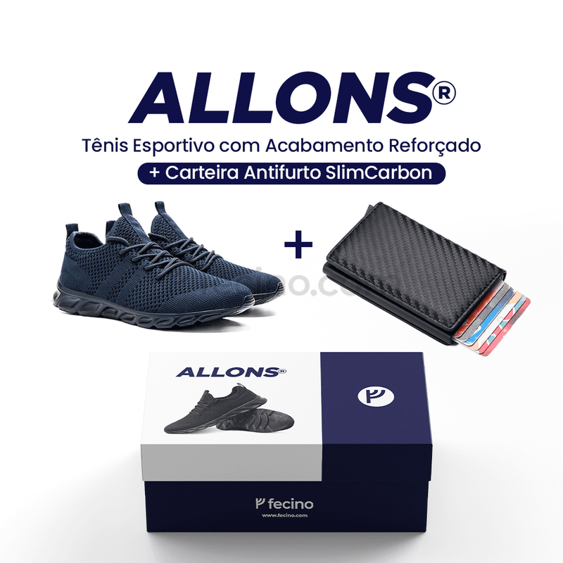 Allons® - Tênis Esportivo com Acabamento Reforçado (+ Carteira Antifurto SlimCarbon)