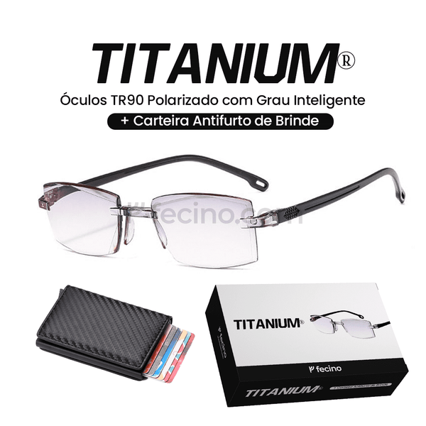 Titanium® - Óculos TR90 Polarizado com Grau Inteligente (+ Carteira Antifurto de Brinde)