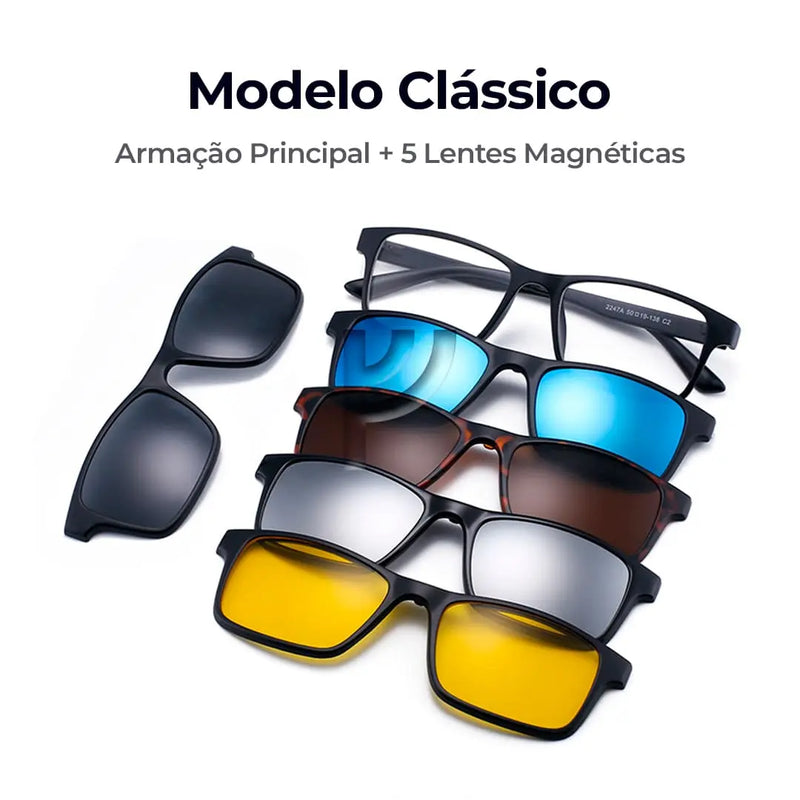 MultiVision® - Óculos de Sol Magnético 6 em 1 com Estojo de Presente
